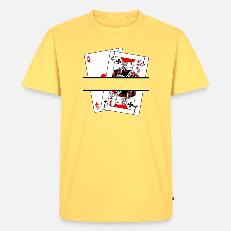 Blackjack-Banner - Männer Premium Bio T-Shirt - Pastellgelb