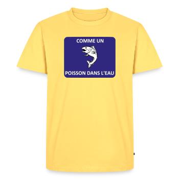 Like a fish in water - Men's Premium Organic T-Shirt - sky yellow - Front - AI Model Male 185 dark (185cm)