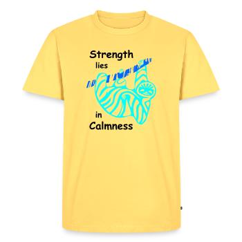 Paresse, Calme - T-shirt Premium bio Homme - jaune pastel - Devant - AI Model Male 185 dark (185cm)