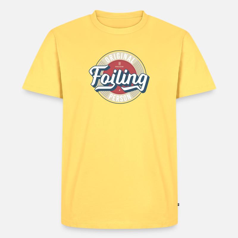Foiling Label - Männer Premium Bio T-Shirt - Pastellgelb