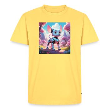 Robodog - Men's Premium Organic T-Shirt - sky yellow - Front - AI Model Male 185 dark (185cm)
