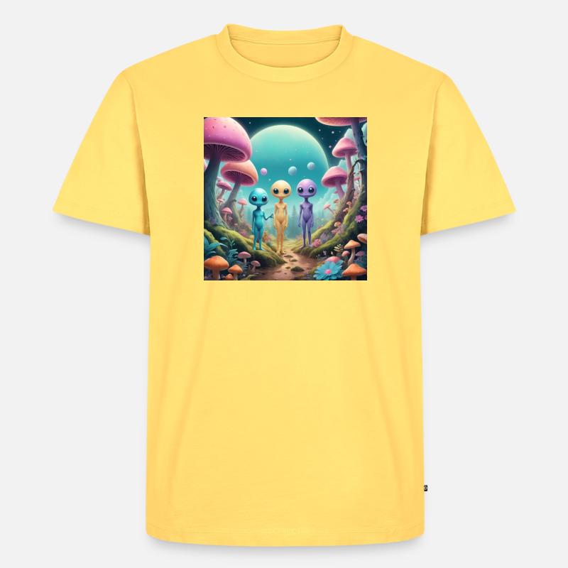 Aliens - Männer Premium Bio T-Shirt - Pastellgelb