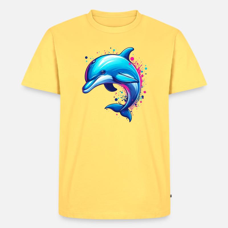Delfin - Männer Premium Bio T-Shirt - Pastellgelb