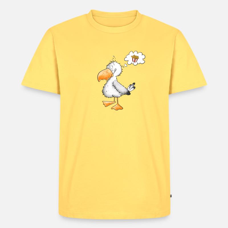 Möwe Will Meer Pommes - Männer Premium Bio T-Shirt - Pastellgelb