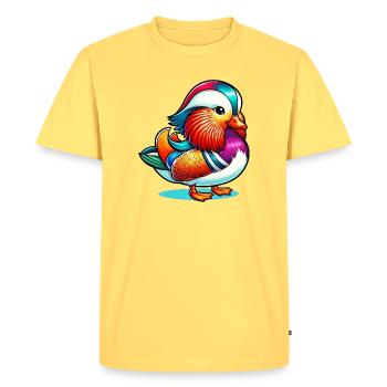 Mandarin duck - Men's Premium Organic T-Shirt - sky yellow - Front - AI Model Male 185 dark (185cm)