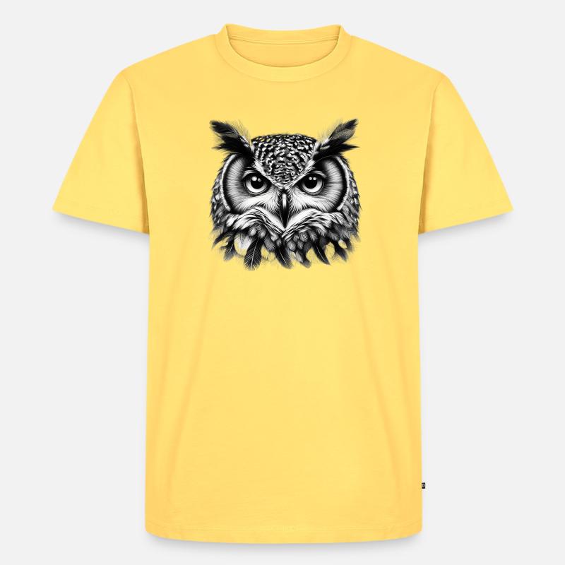 Eule - Männer Premium Bio T-Shirt - Pastellgelb