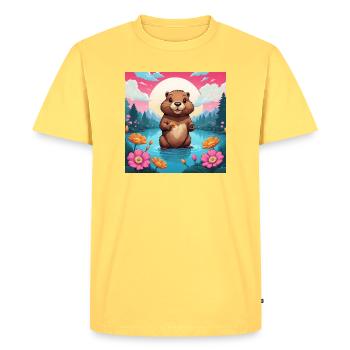 Bieber am See - Men's Premium Organic T-Shirt - sky yellow - Front - AI Model Male 185 dark (185cm)