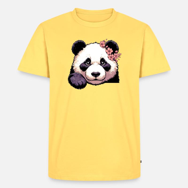 Panda - Männer Premium Bio T-Shirt - Pastellgelb