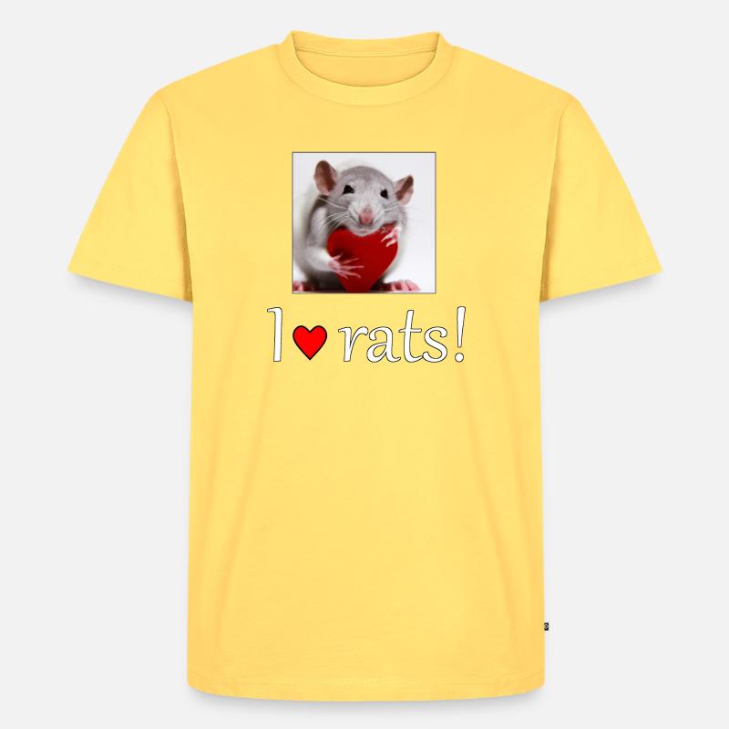 Ratte mit Herz - Männer Premium Bio T-Shirt - Pastellgelb
