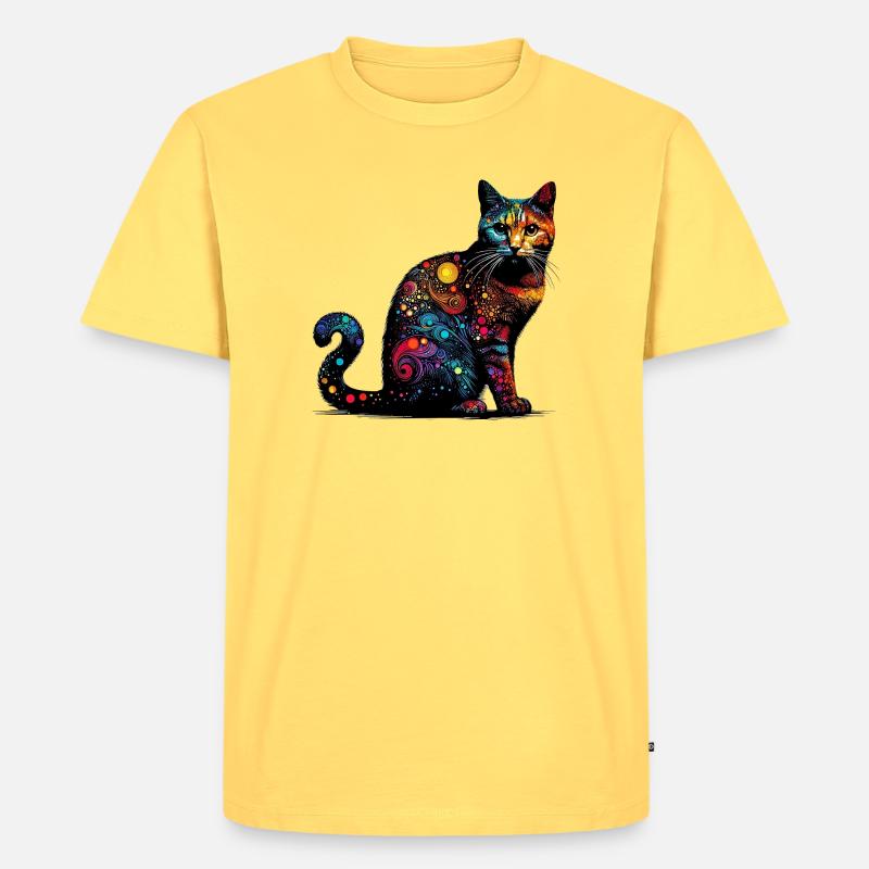 Katze - Männer Premium Bio T-Shirt - Pastellgelb
