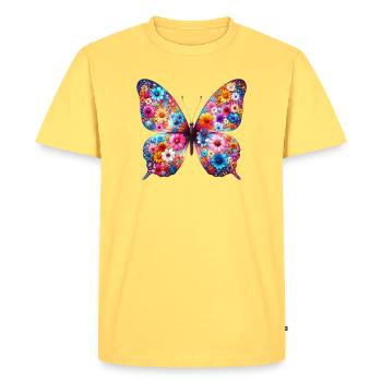 Butterfly decorated with flowers - Men's Premium Organic T-Shirt - sky yellow - Front - AI Model Male 185 dark (185cm)