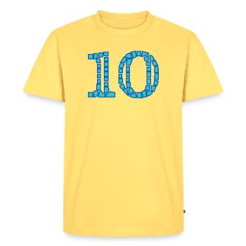 10. 10 ANS. 10e ANNIVERSAIRE. ANNIVERSAIRE 10 ANS. - T-shirt Premium bio Homme - jaune pastel - Devant - AI Model Male 185 dark (185cm)