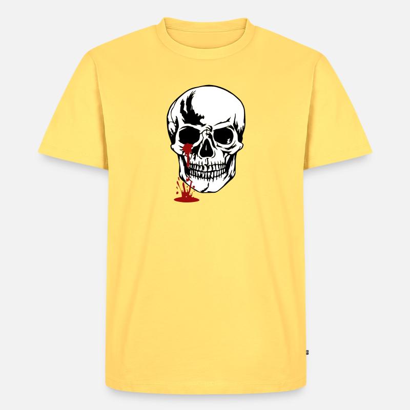 Schädel - Männer Premium Bio T-Shirt - Pastellgelb