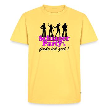 Schlager Party, Schlager Musik, je trouve ça cool - T-shirt Premium bio Homme - jaune pastel - Devant - AI Model Male 185 dark (185cm)