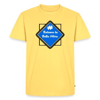 # Balance ta belle-mère - T-shirt Premium bio Homme - jaune pastel - Devant - AI Model Male 185 dark (185cm)