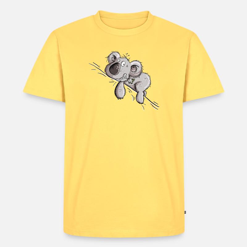 Drolliger Koala Bär - Männer Premium Bio T-Shirt - Pastellgelb