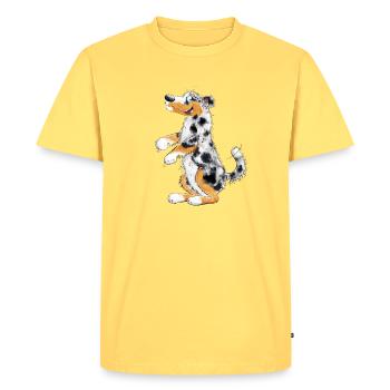 Funny Australian Shepherd - Men's Premium Organic T-Shirt - sky yellow - Front - AI Model Male 185 dark (185cm)