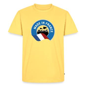 Made in France - T-shirt Premium bio Homme - jaune pastel - Devant - AI Model Male 185 dark (185cm)