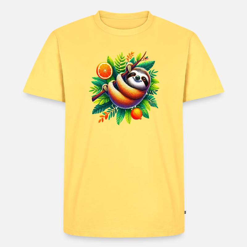 Faultier - Männer Premium Bio T-Shirt - Pastellgelb