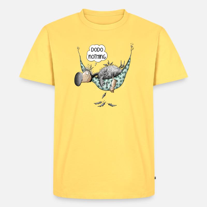 Dodo Noting Chillt In Hängematte - Männer Premium Bio T-Shirt - Pastellgelb