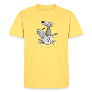 Wolf chevauche des moutons pour l’amoureux des animaux sauvages Wolf - T-shirt Premium bio Homme - jaune pastel - Devant - AI Model Male 185 dark (185cm)