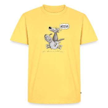 Wolf chevauche des moutons pour l’amoureux des animaux sauvages Wolf - T-shirt Premium bio Homme - jaune pastel - Devant - AI Model Male 185 dark (185cm)