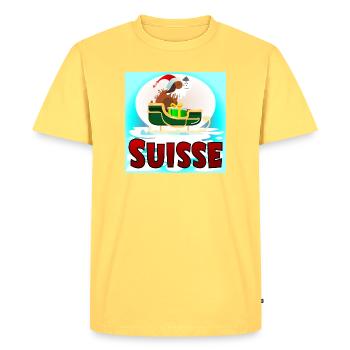 Chien Saint-Bernard Suisse Noël - T-shirt Premium bio Homme - jaune pastel - Devant - AI Model Male 185 dark (185cm)
