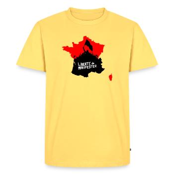 Liberté de manifester - T-shirt Premium bio Homme - jaune pastel - Devant - AI Model Male 185 dark (185cm)