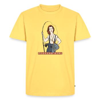 Fille pêche - T-shirt Premium bio Homme - jaune pastel - Devant - AI Model Male 185 dark (185cm)