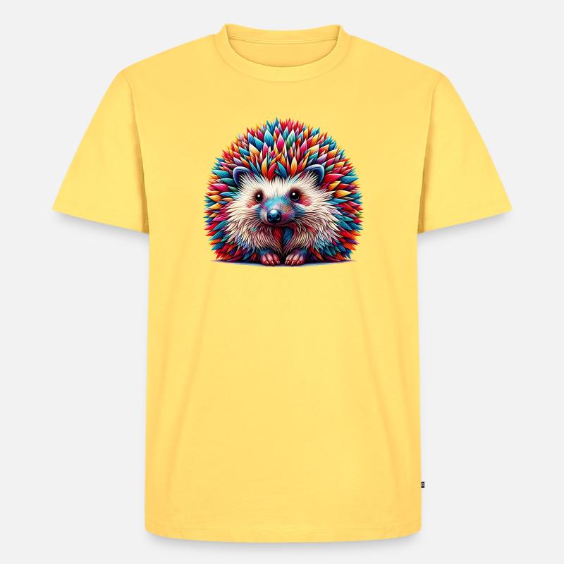 Igel - Männer Premium Bio T-Shirt - Pastellgelb