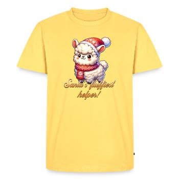L’alpaga - le petit assistant du Père Noël ! - T-shirt Premium bio Homme - jaune pastel - Devant - AI Model Male 185 dark (185cm)