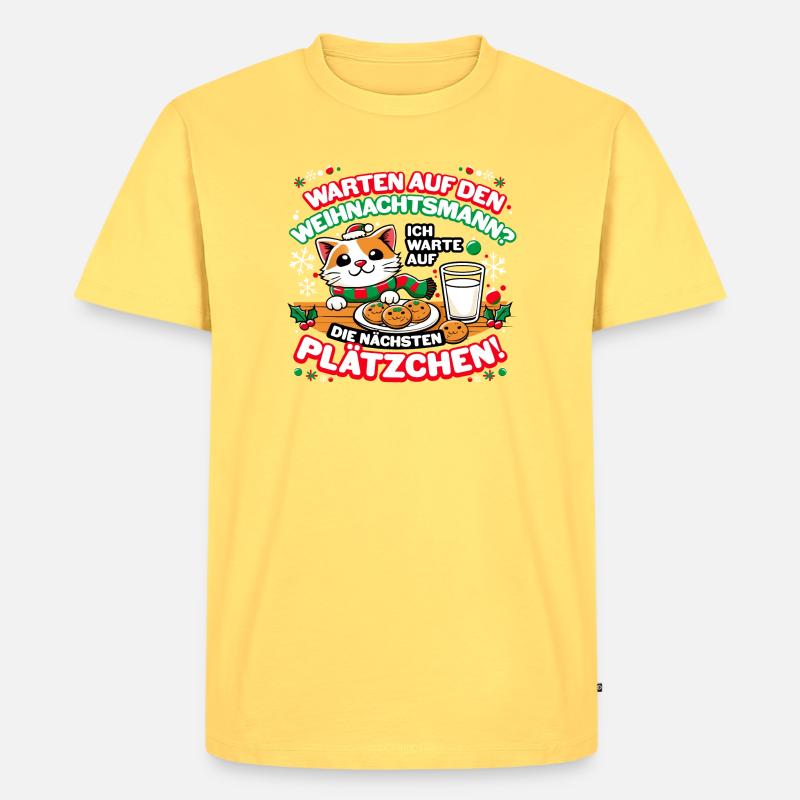 Ich warte auf die nächsten Plätzchen - Männer Premium Bio T-Shirt - Pastellgelb