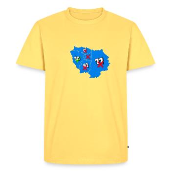 Région île de france - T-shirt Premium bio Homme - jaune pastel - Devant - AI Model Male 185 dark (185cm)