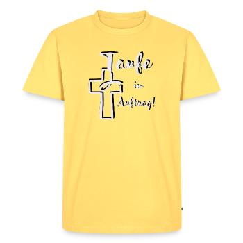 Baptism in order 3D effect Fish dives into the cross - Men's Premium Organic T-Shirt - sky yellow - Front - AI Model Male 185 dark (185cm)