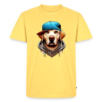 Dog - Men's Premium Organic T-Shirt - sky yellow - Front - AI Model Male 185 dark (185cm)