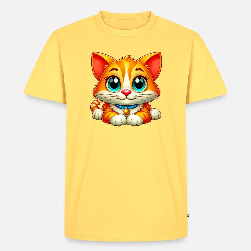 Katze - Männer Premium Bio T-Shirt - Pastellgelb
