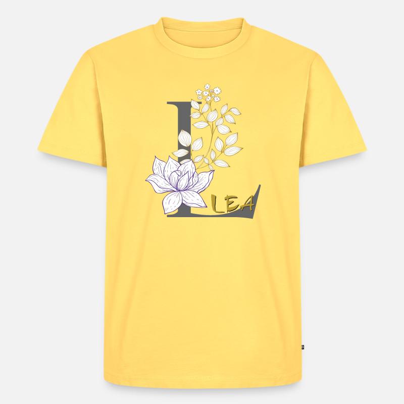 Buchstabe L Initiale Lea - Männer Premium Bio T-Shirt - Pastellgelb