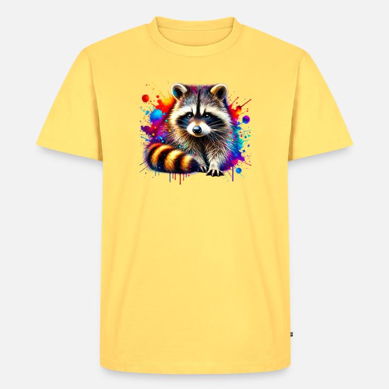 Waschbär - Männer Premium Bio T-Shirt - Pastellgelb
