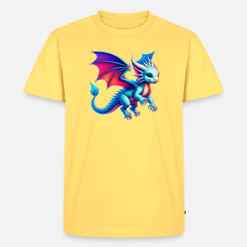 Drache - Männer Premium Bio T-Shirt - Pastellgelb