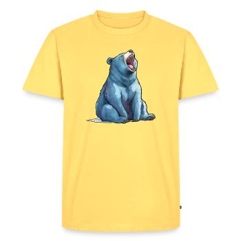 Aquarelle Ours Bleu - T-shirt Premium bio Homme - jaune pastel - Devant - AI Model Male 185 dark (185cm)