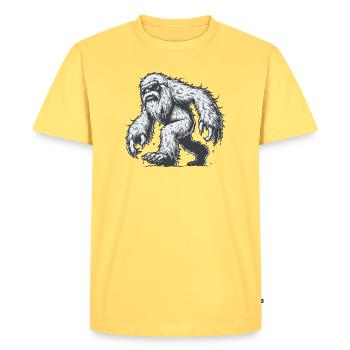 Yéti - T-shirt Premium bio Homme - jaune pastel - Devant - AI Model Male 185 dark (185cm)
