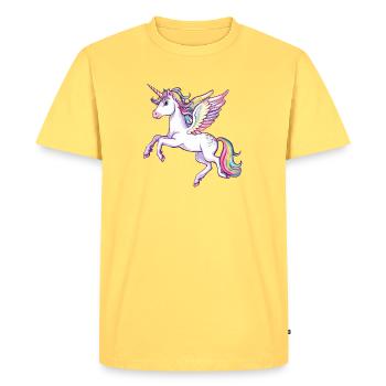 Rainbow Wings Unicorn - Men's Premium Organic T-Shirt - sky yellow - Front - AI Model Male 185 dark (185cm)