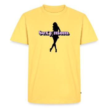 Sexy mom - T-shirt Premium bio Homme - jaune pastel - Devant - AI Model Male 185 dark (185cm)