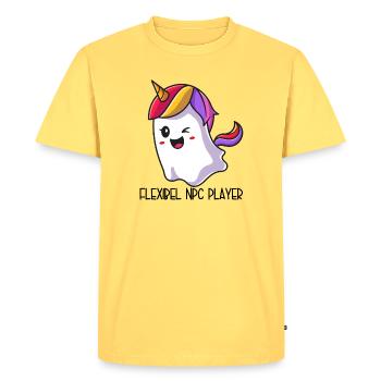 Joueur PNJ flexible – Fantôme Licorne Coloré - T-shirt Premium bio Homme - jaune pastel - Devant - AI Model Male 185 dark (185cm)