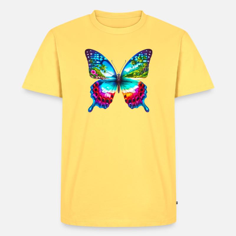 Schmetterling - Männer Premium Bio T-Shirt - Pastellgelb