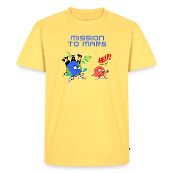 Mission to Mars - T-shirt Premium bio Homme - jaune pastel - Devant - AI Model Male 185 dark (185cm)