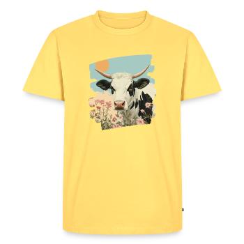 Cow Farmer - Men's Premium Organic T-Shirt - sky yellow - Front - AI Model Male 185 dark (185cm)