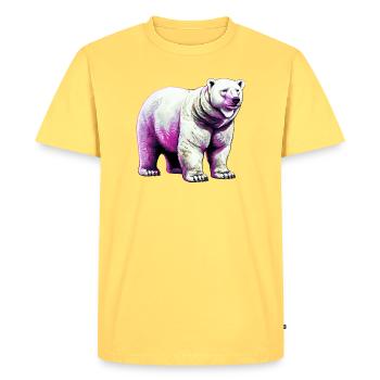 Ours polaire blanc - T-shirt Premium bio Homme - jaune pastel - Devant - AI Model Male 185 dark (185cm)