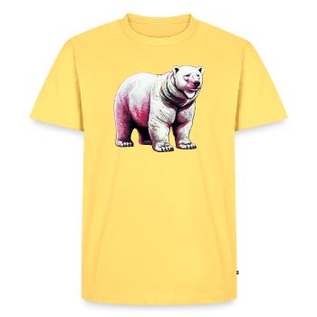 Ours polaire blanc - T-shirt Premium bio Homme - jaune pastel - Devant - AI Model Male 185 dark (185cm)