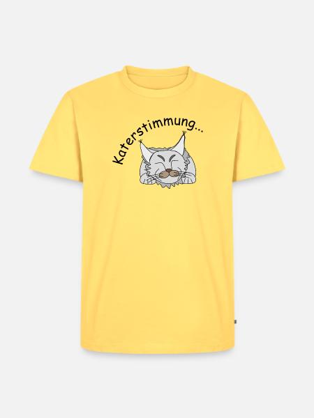 Katerstimmung - Männer Premium Bio T-Shirt - Pastellgelb